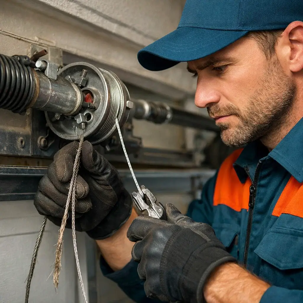 Garage Door Prosper TX technician replacing worn lift cables for smooth operation